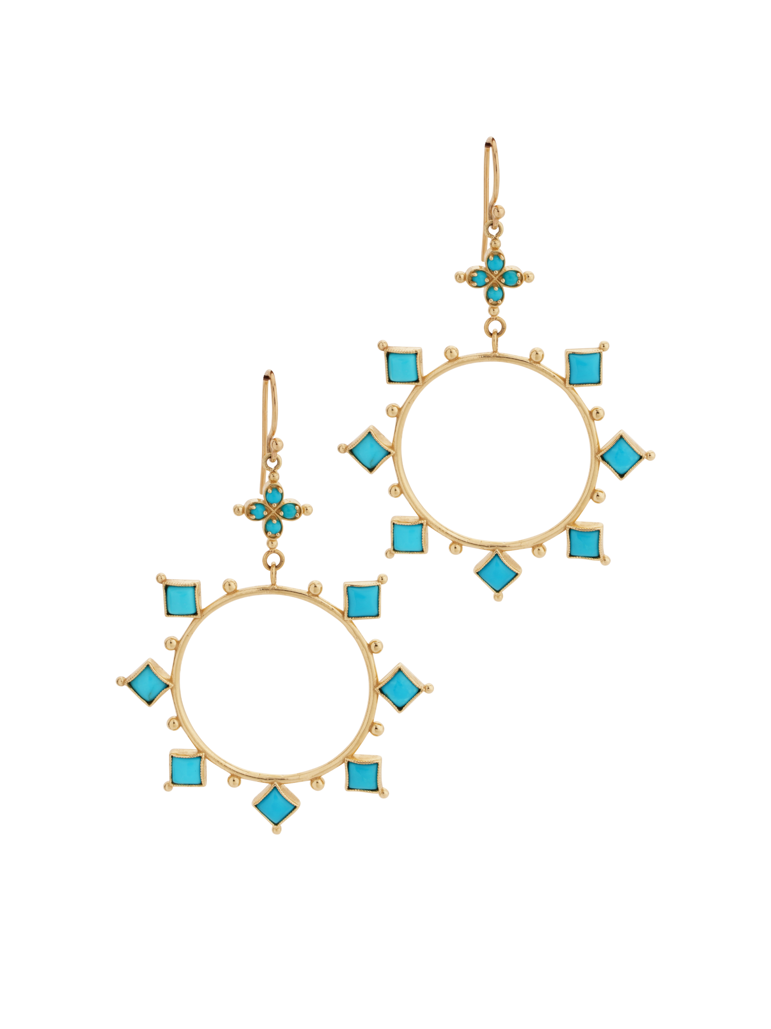 Turquoise circle earrings